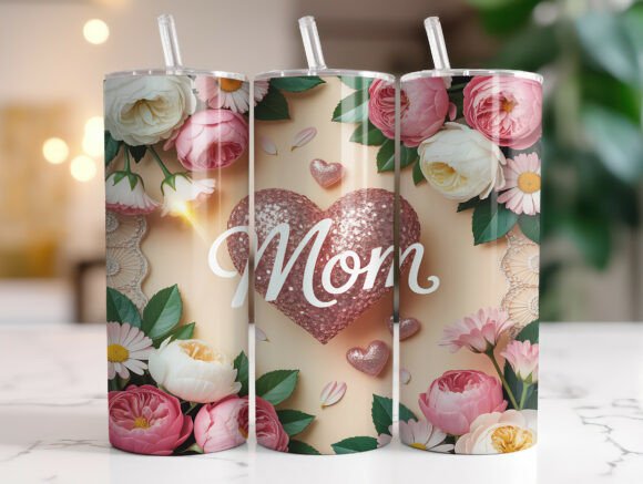 Valentine Floral Mom Tumbler Wrap Design Review