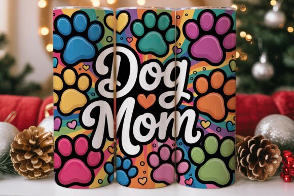Vibrant Paw Prints for Dog Mom Tumbler Wrap